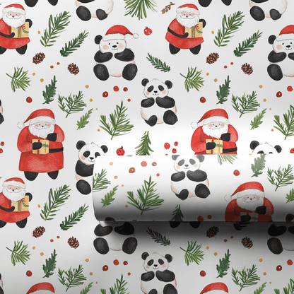 Santa's Panda Bear - Wrapping Paper - Aspen & Arlo