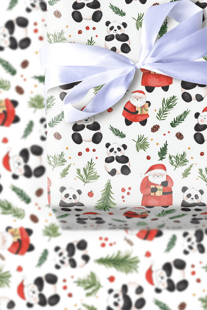 Santa's Panda Bear - Wrapping Paper - Aspen & Arlo