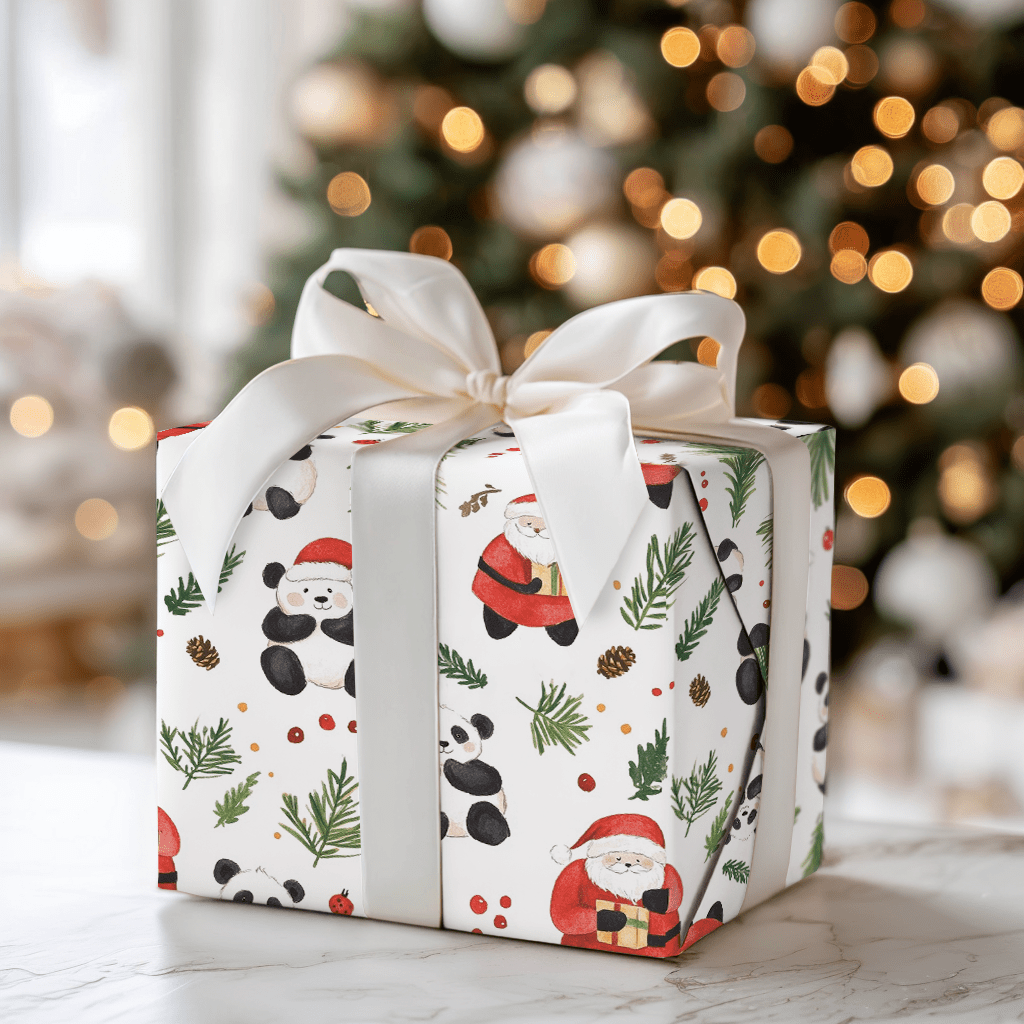 Santa's Panda Bear - Wrapping Paper - Aspen & Arlo