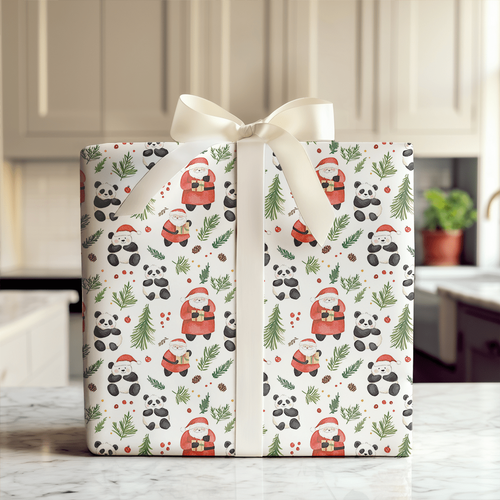 Santa's Panda Bear - Wrapping Paper - Aspen & Arlo