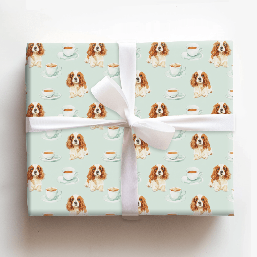 Coffee Day with the Cavalier King Charles - Wrapping Paper - Aspen & Arlo
