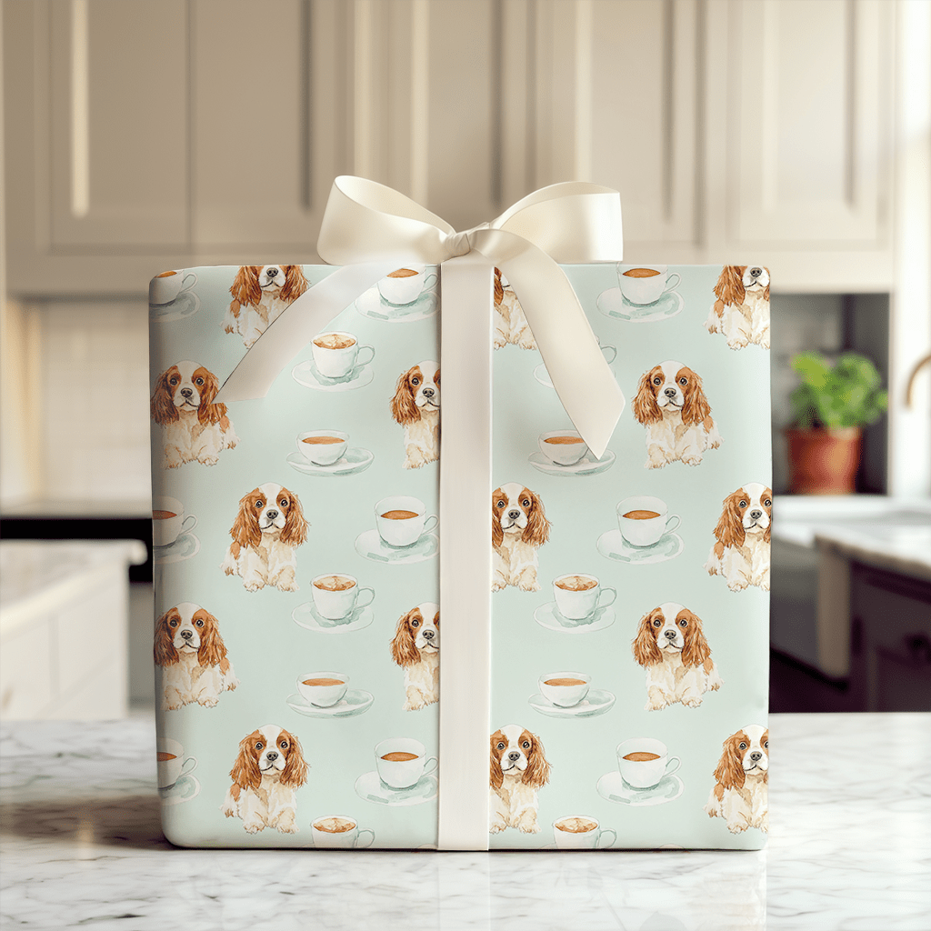 Coffee Day with the Cavalier King Charles - Wrapping Paper - Aspen & Arlo