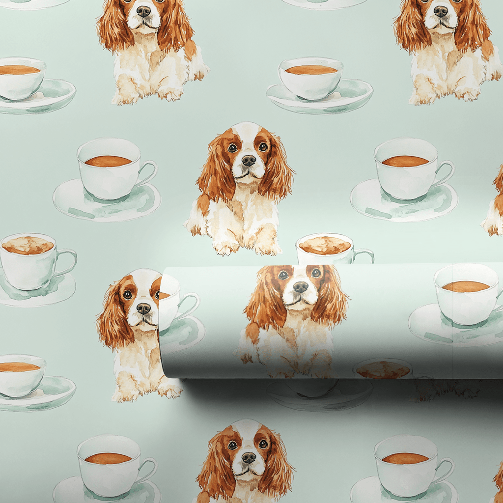 Coffee Day with the Cavalier King Charles - Wrapping Paper - Aspen & Arlo