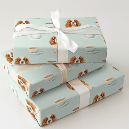 Coffee Day with the Cavalier King Charles - Wrapping Paper - Aspen & Arlo
