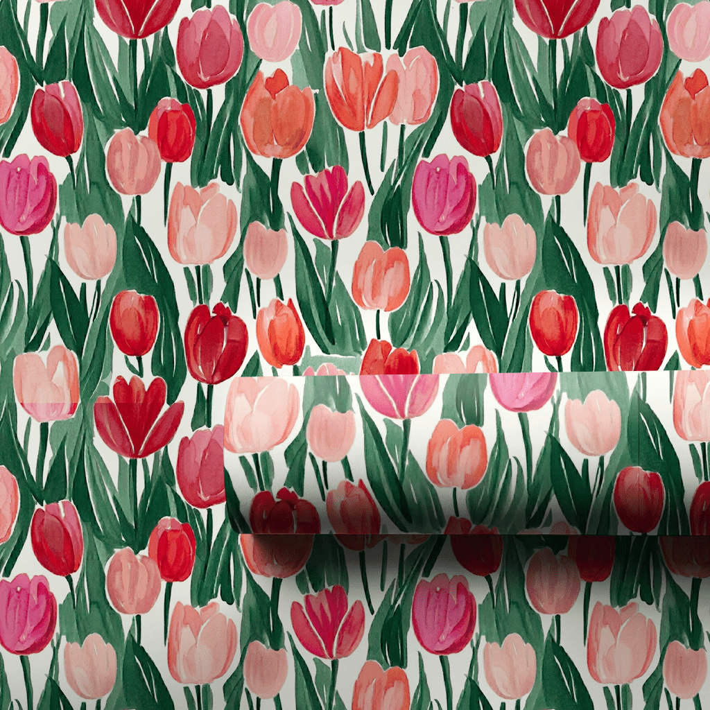Somebunny Loves Pink Tulips - Wrapping Paper - Aspen & Arlo