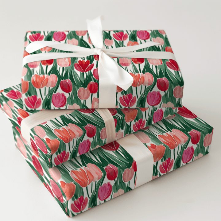 Somebunny Loves Pink Tulips - Wrapping Paper - Aspen & Arlo