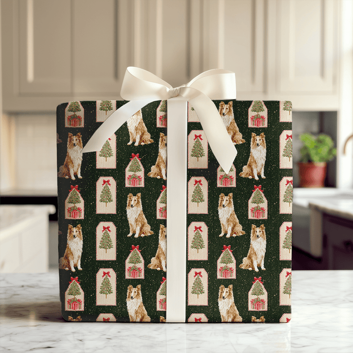 Collies & Christmas Tags - Wrapping Paper - Aspen & Arlo