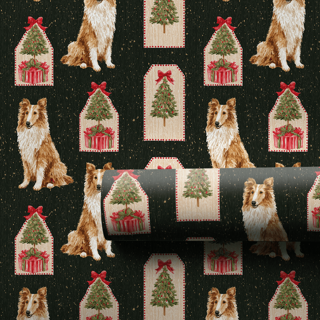 Collies & Christmas Tags - Wrapping Paper - Aspen & Arlo
