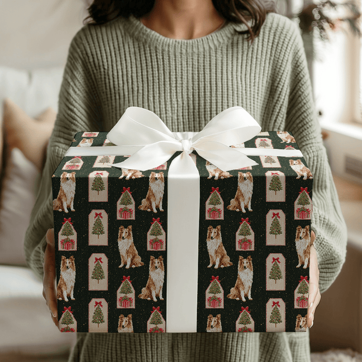 Collies & Christmas Tags - Wrapping Paper - Aspen & Arlo