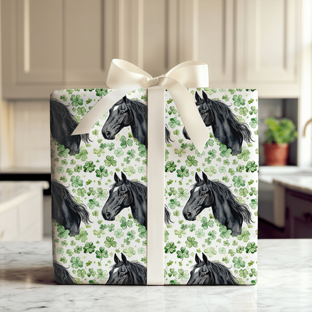 Shamrocks with the Stallion - Wrapping Paper - Aspen & Arlo
