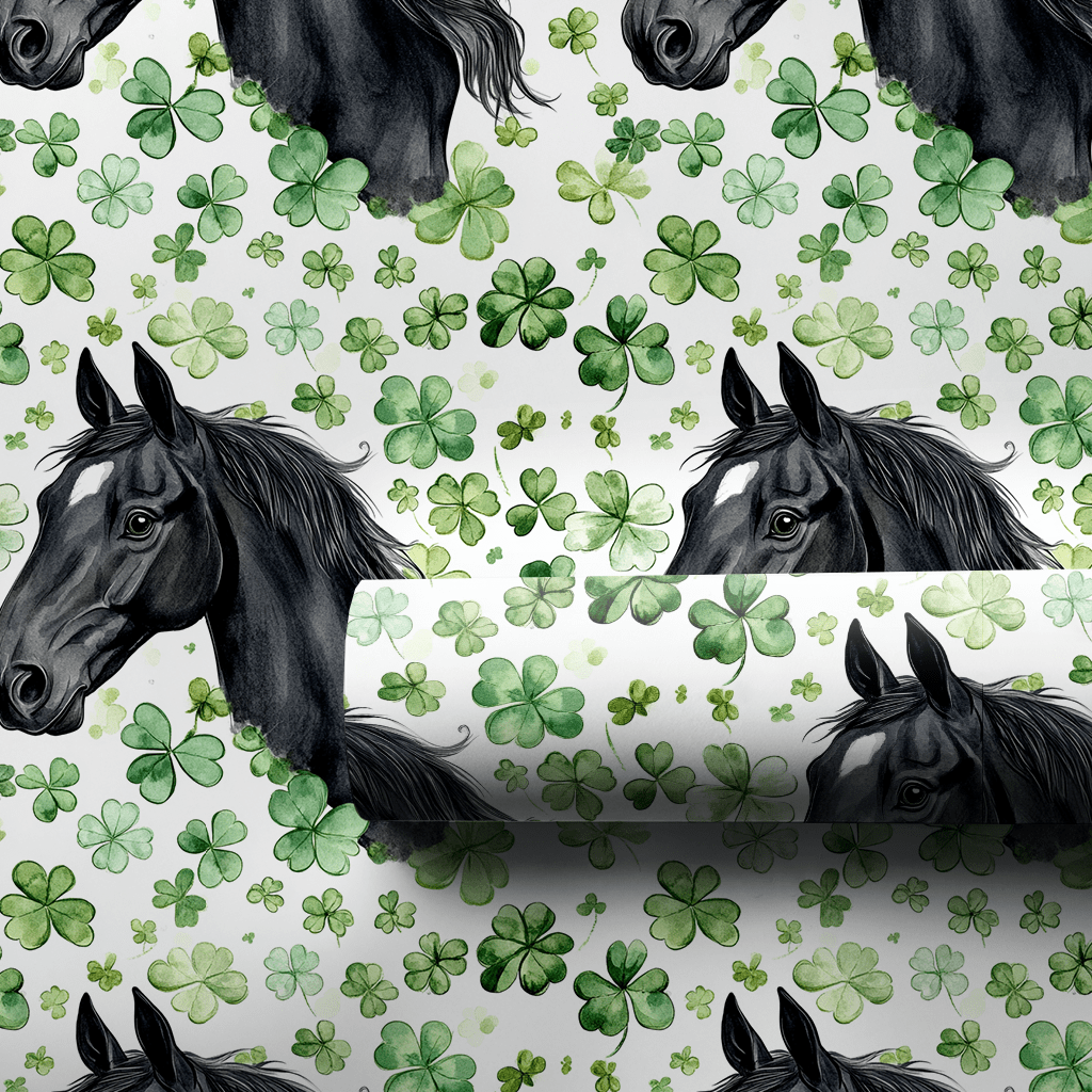 Shamrocks with the Stallion - Wrapping Paper - Aspen & Arlo