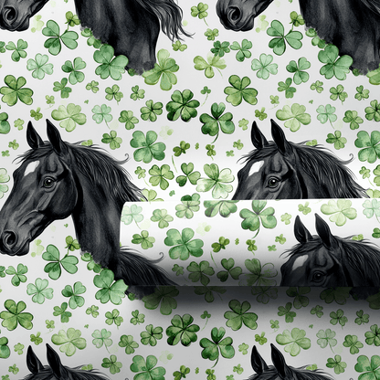 Shamrocks with the Stallion - Wrapping Paper - Aspen & Arlo