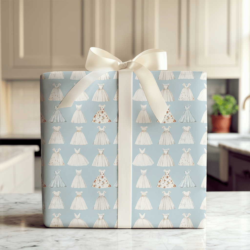 Dress in Something Blue Wrapping Paper: Bridal Wedding Gift Wrap – Aspen & Arlo