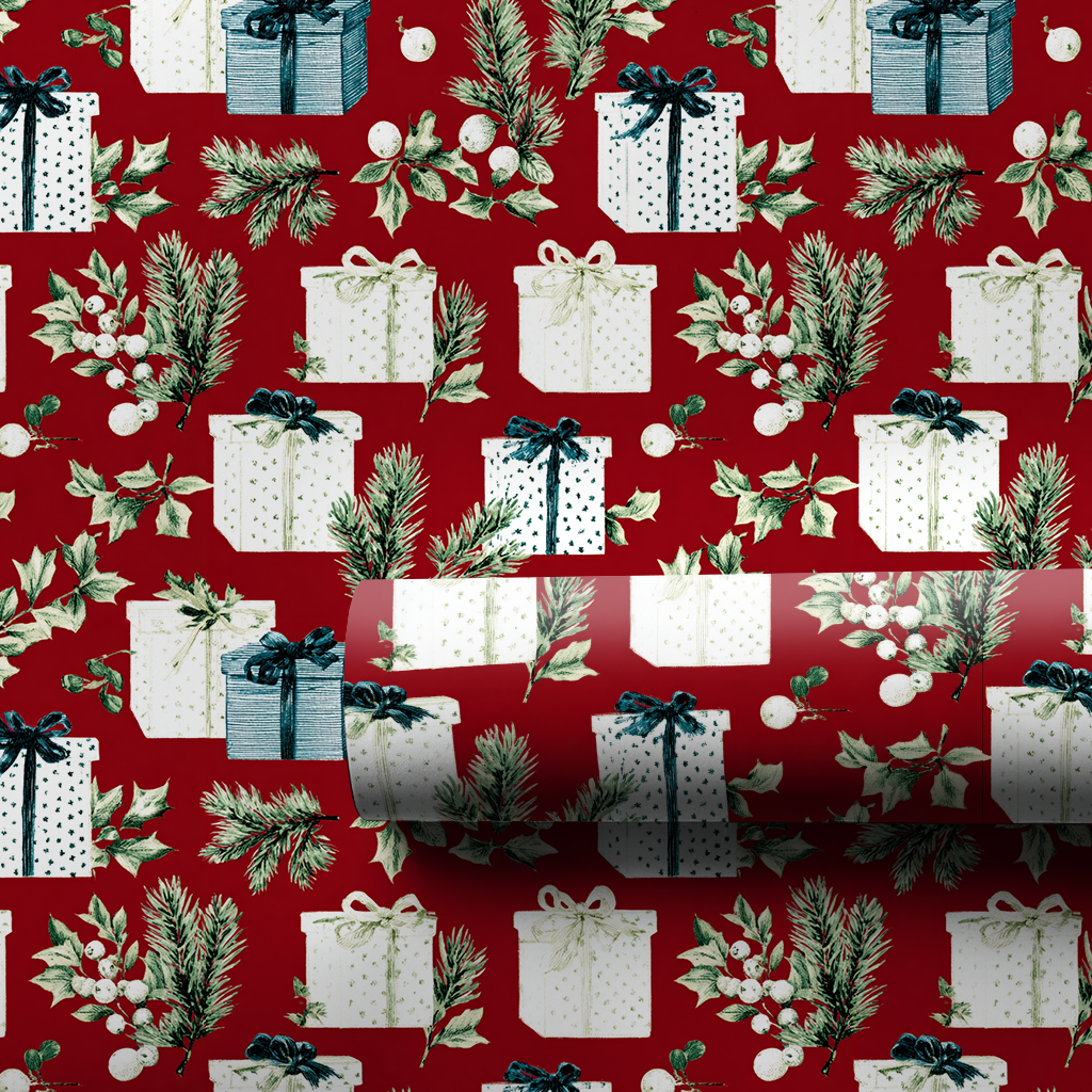 Burgundy Present Toile