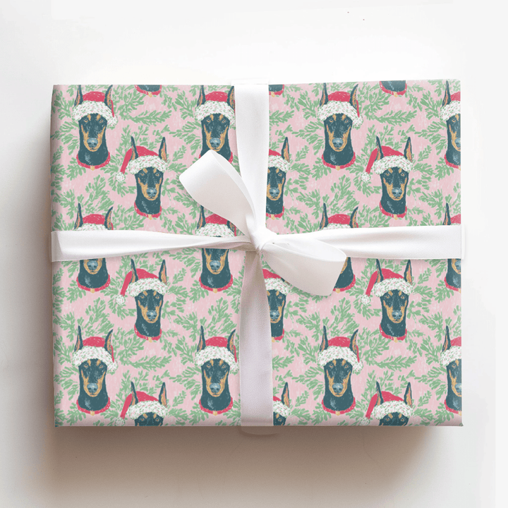 Doberman Holly Days - Wrapping Paper - Aspen & Arlo