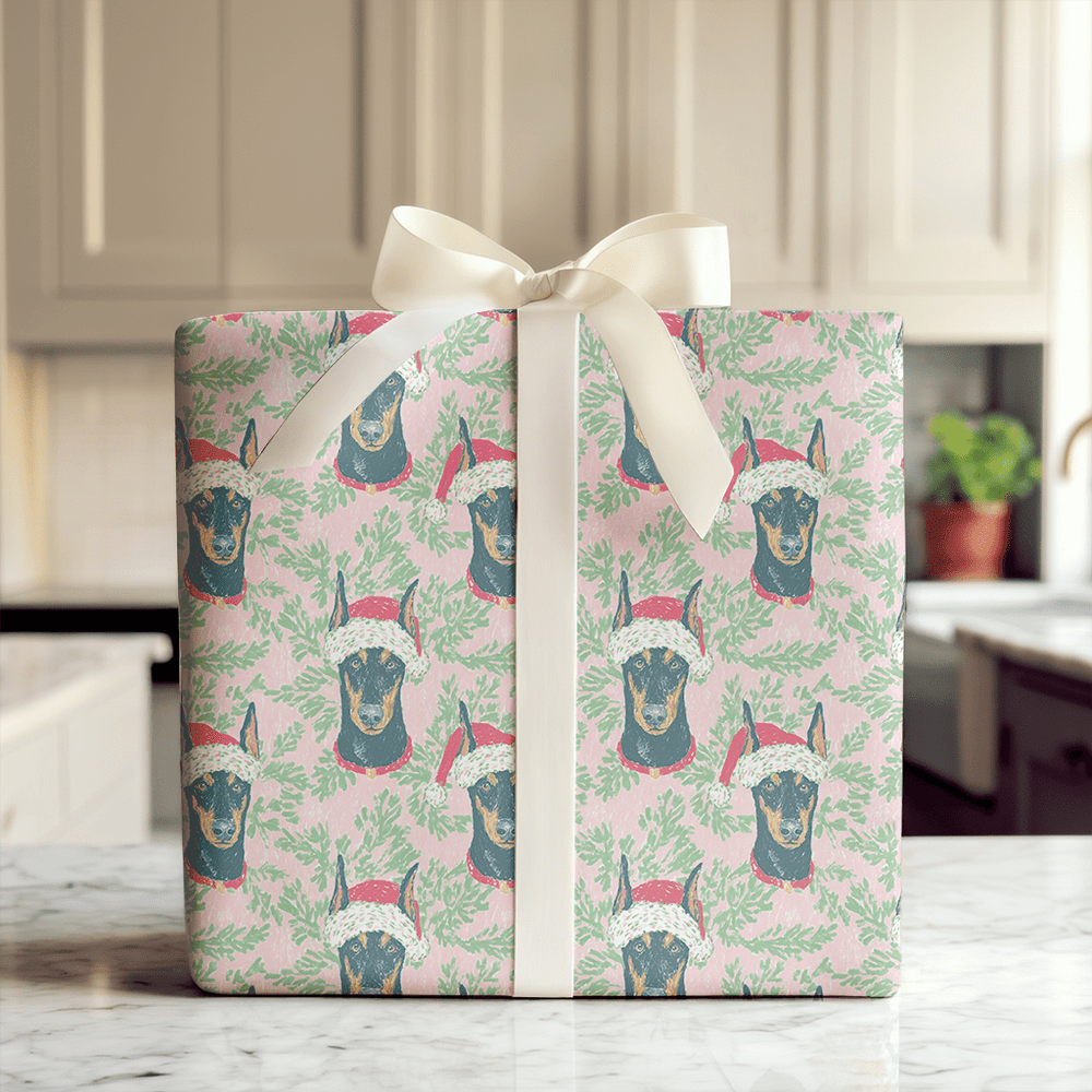 Doberman Holly Days - Wrapping Paper - Aspen & Arlo