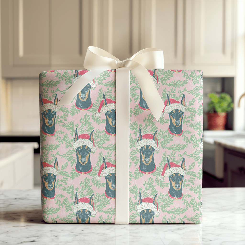 Doberman Holly Days - Wrapping Paper - Aspen & Arlo