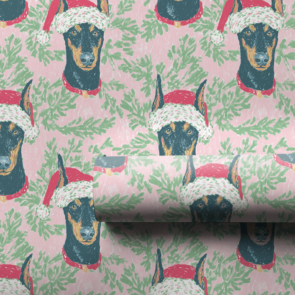 Doberman Holly Days - Wrapping Paper - Aspen & Arlo