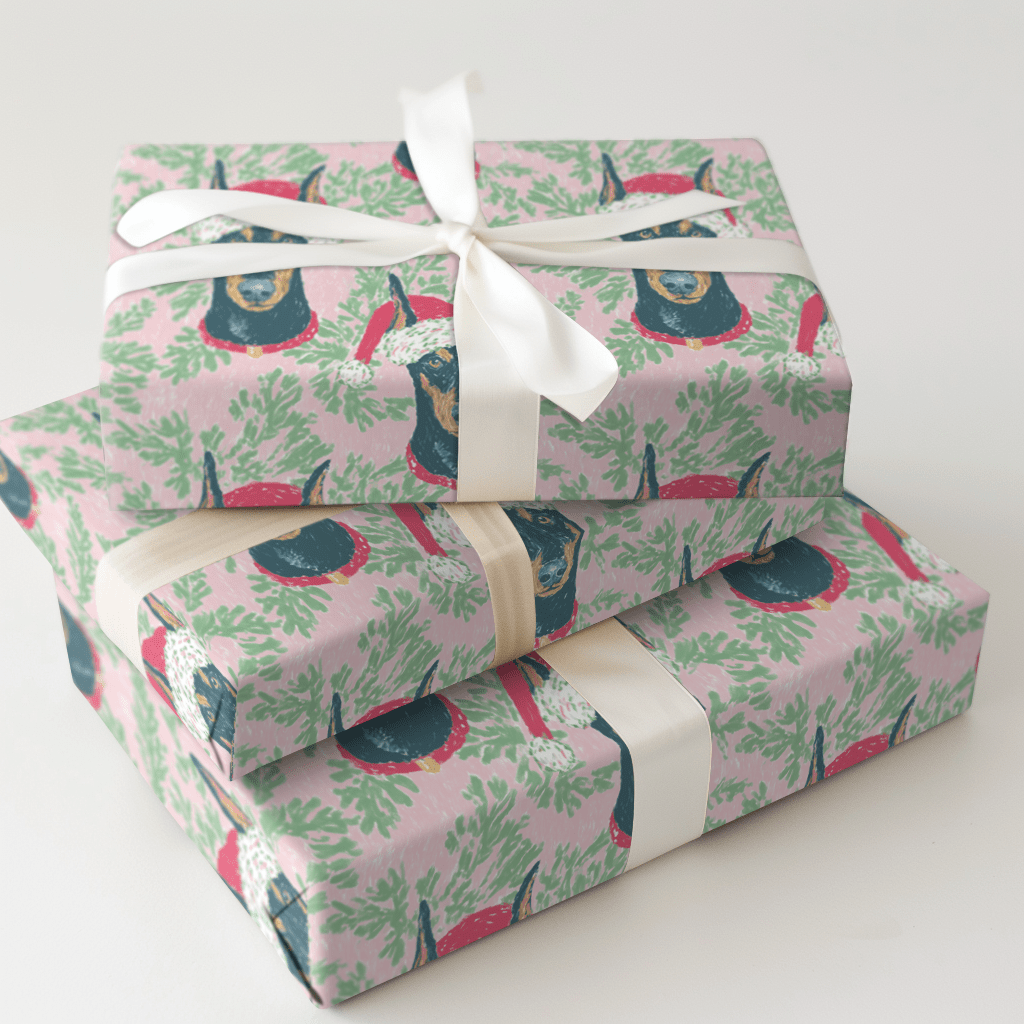 Doberman Holly Days - Wrapping Paper - Aspen & Arlo