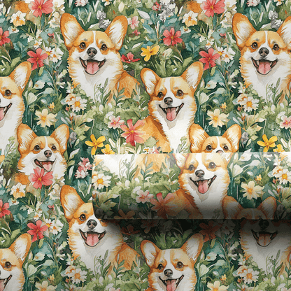 Garden with the Corgi - Wrapping Paper - Aspen & Arlo