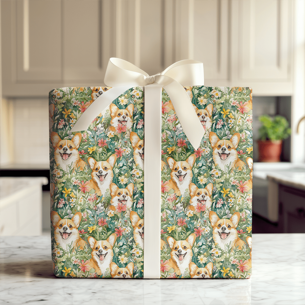 Garden with the Corgi - Wrapping Paper - Aspen & Arlo