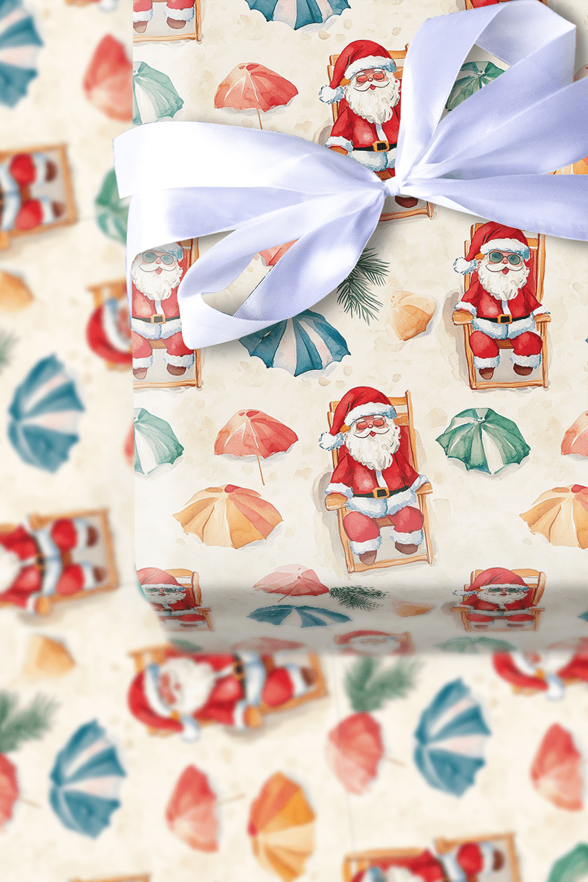 Beachside Santa - Wrapping Paper - Aspen & Arlo