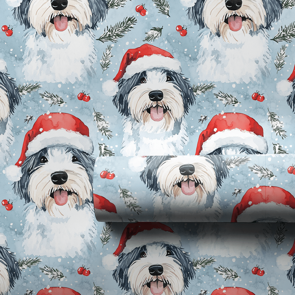 Sheepdog Sleighs It - Wrapping Paper - Aspen & Arlo