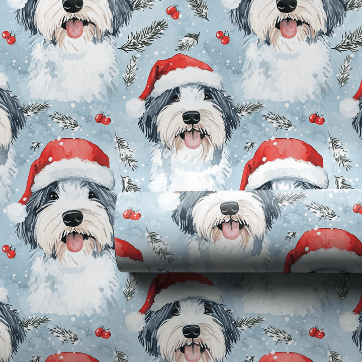 Sheepdog Sleighs It - Wrapping Paper - Aspen & Arlo