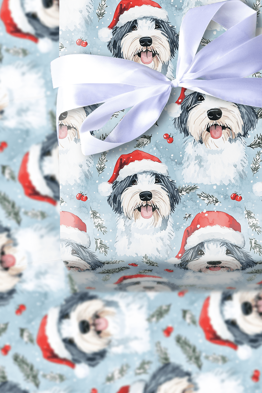 Sheepdog Sleighs It - Wrapping Paper - Aspen & Arlo