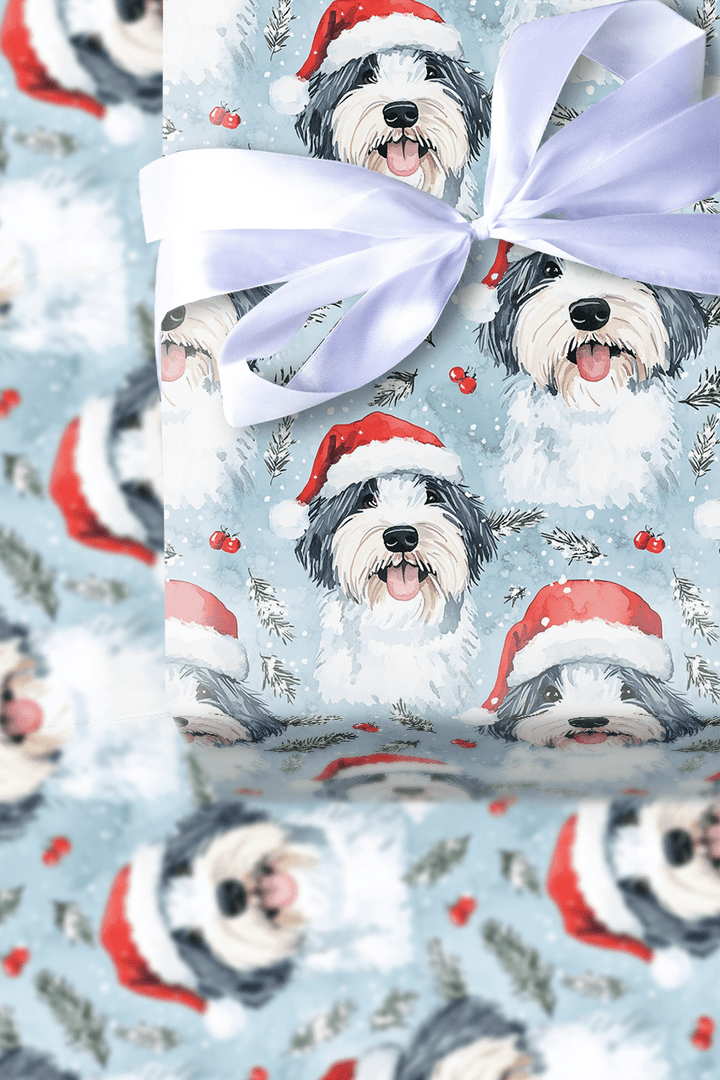 Sheepdog Sleighs It - Wrapping Paper - Aspen & Arlo