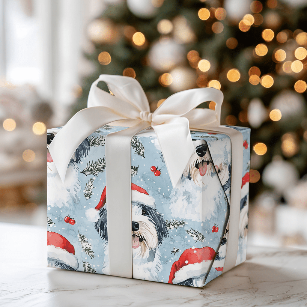 Sheepdog Sleighs It - Wrapping Paper - Aspen & Arlo