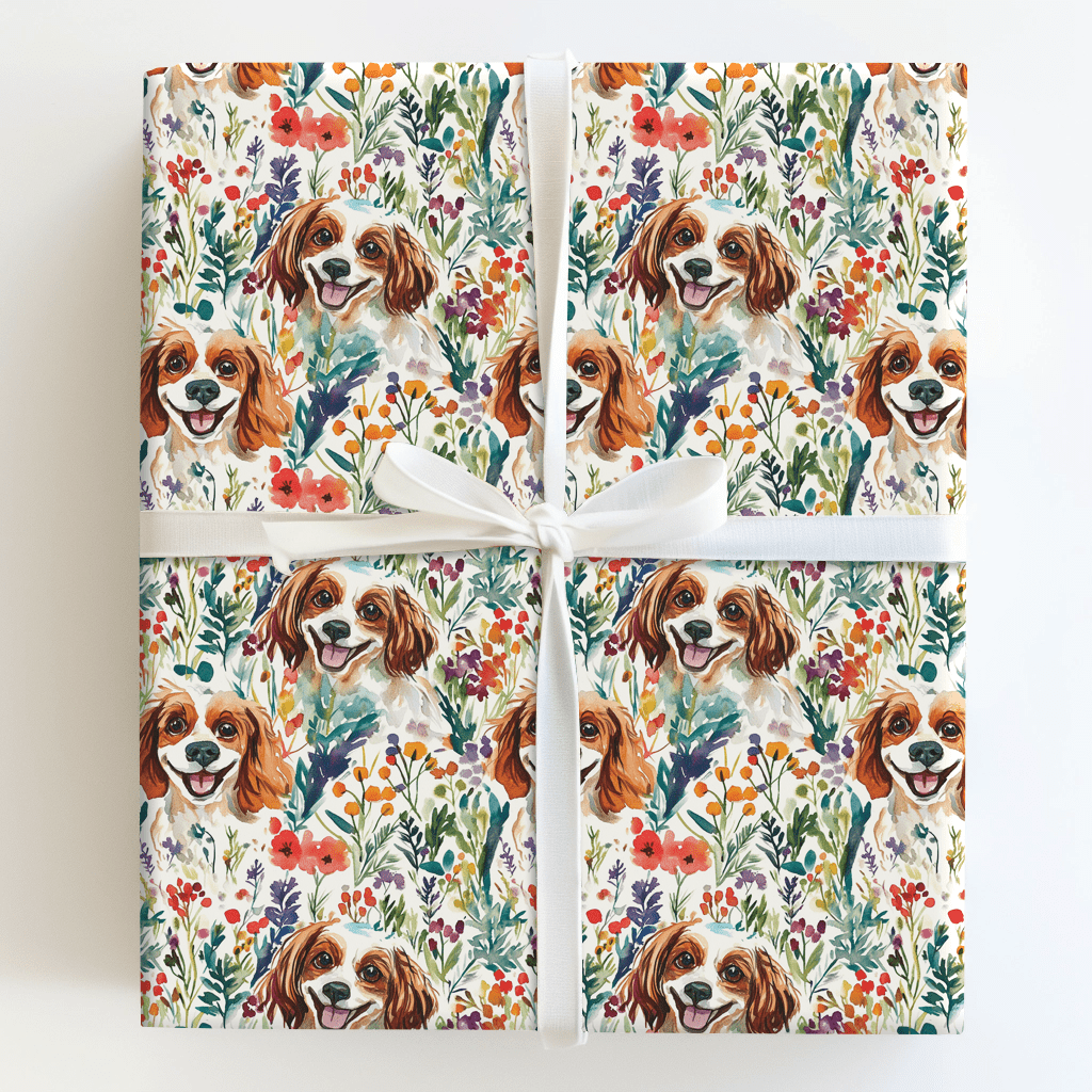 Garden with the Cavalier King Charles - Wrapping Paper - Aspen & Arlo