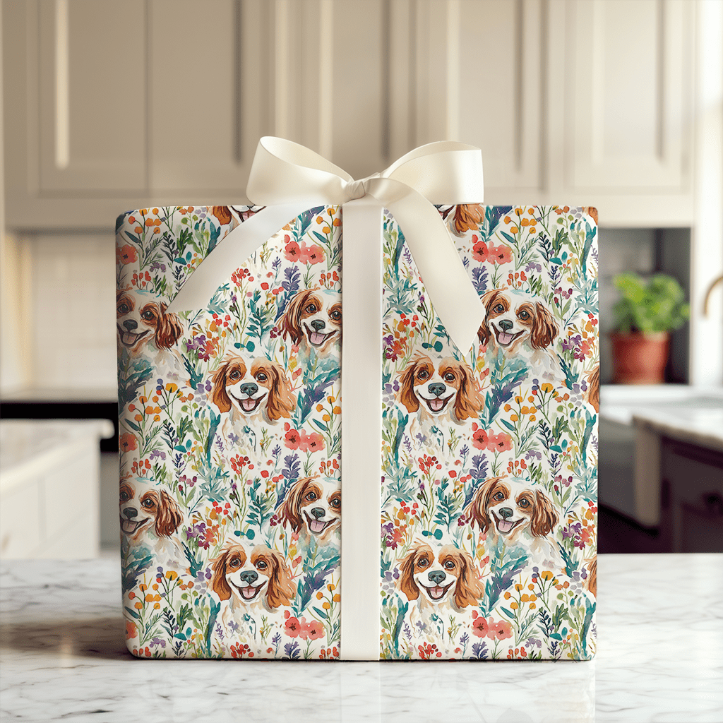 Garden with the Cavalier King Charles - Wrapping Paper - Aspen & Arlo