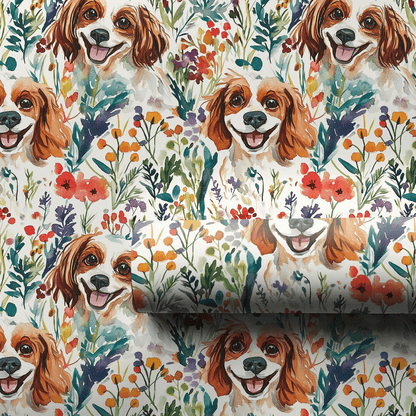 Garden with the Cavalier King Charles - Wrapping Paper - Aspen & Arlo