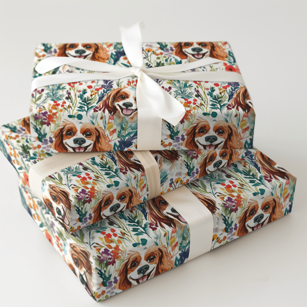 Garden with the Cavalier King Charles - Wrapping Paper - Aspen & Arlo