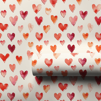Watercolor Hearts - Wrapping Paper - Aspen & Arlo