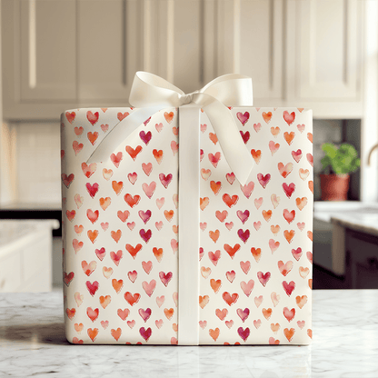 Watercolor Hearts - Wrapping Paper - Aspen & Arlo