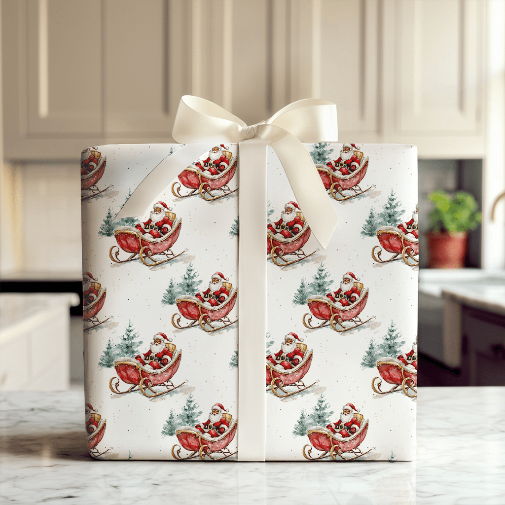 Mr. Claus On The Move - Wrapping Paper - Aspen & Arlo