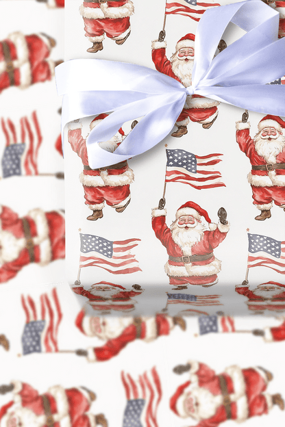 Spangled Spirit Santa - Wrapping Paper - Aspen & Arlo