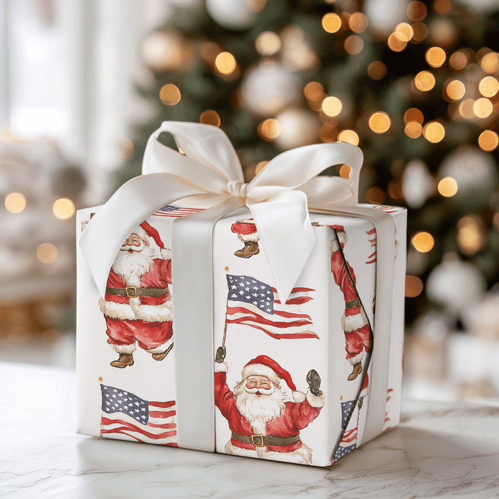 Spangled Spirit Santa - Wrapping Paper - Aspen & Arlo