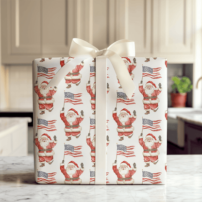 Spangled Spirit Santa - Wrapping Paper - Aspen & Arlo