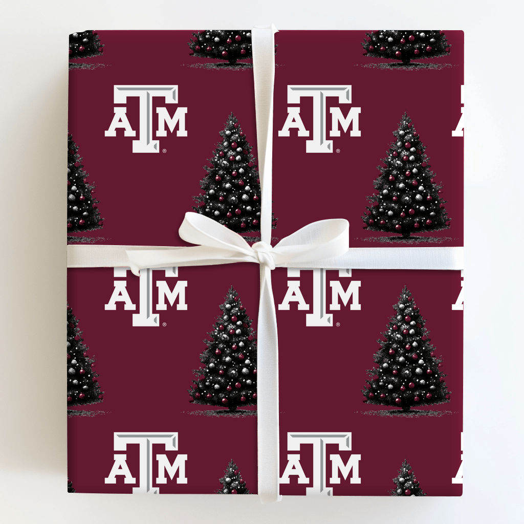 Maroon Tree Magic β Page 1Wrapping Paper β Aspen & Arlo Gift Wrap