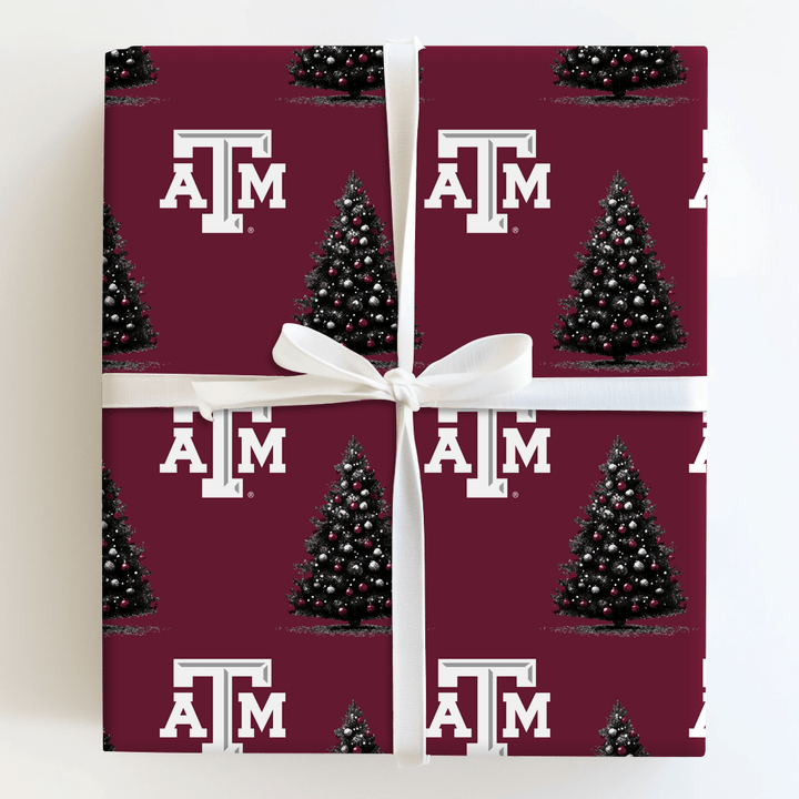 Maroon Tree Magic - Wrapping Paper - Aspen & Arlo