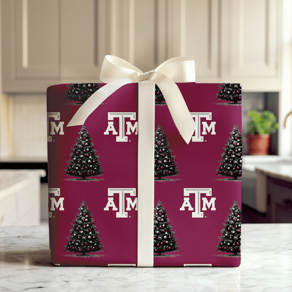 Maroon Tree Magic - Wrapping Paper - Aspen & Arlo