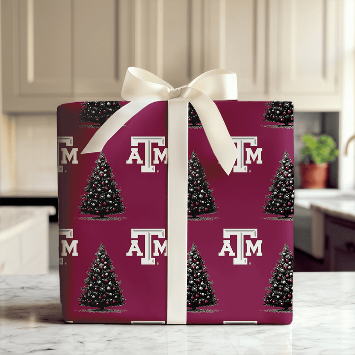 Maroon Tree Magic - Wrapping Paper - Aspen & Arlo