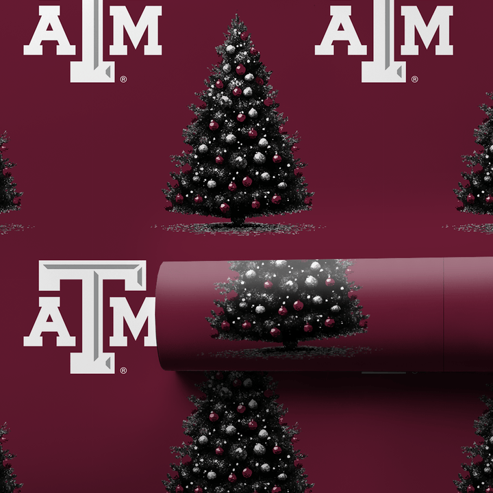 Maroon Tree Magic - Wrapping Paper - Aspen & Arlo