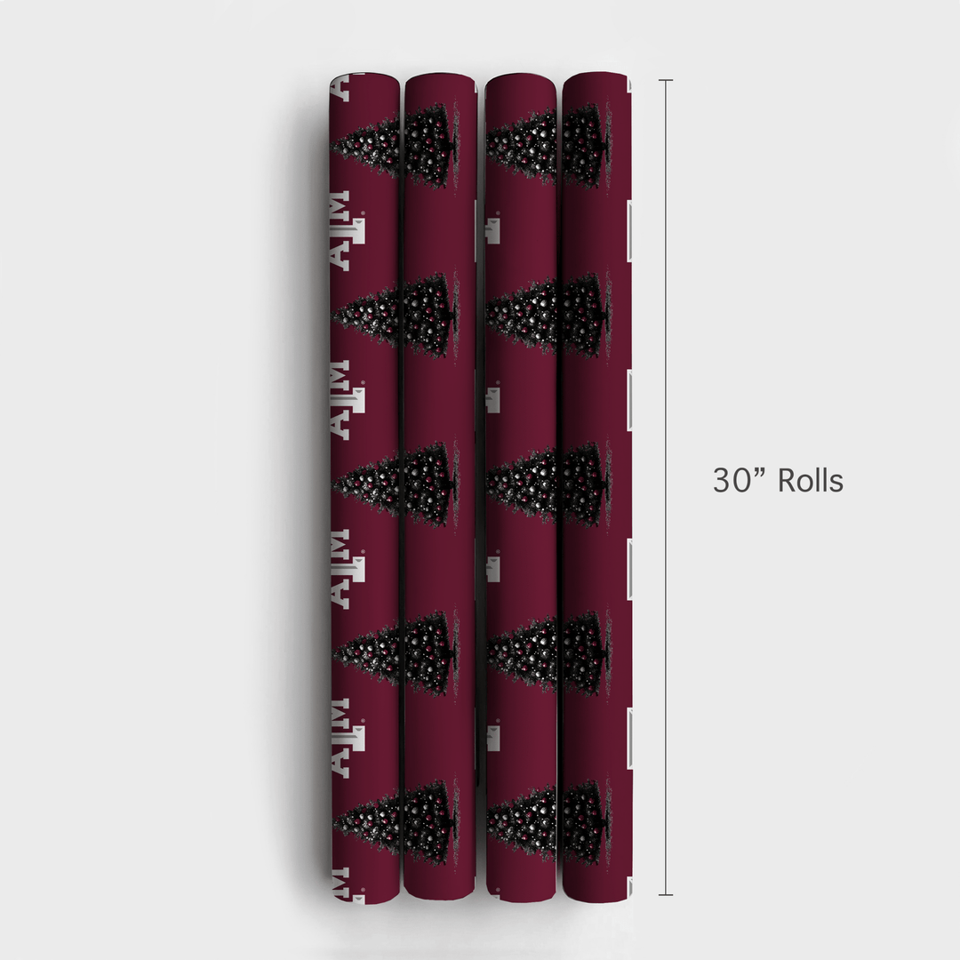 Maroon Tree Magic - Wrapping Paper - Aspen & Arlo