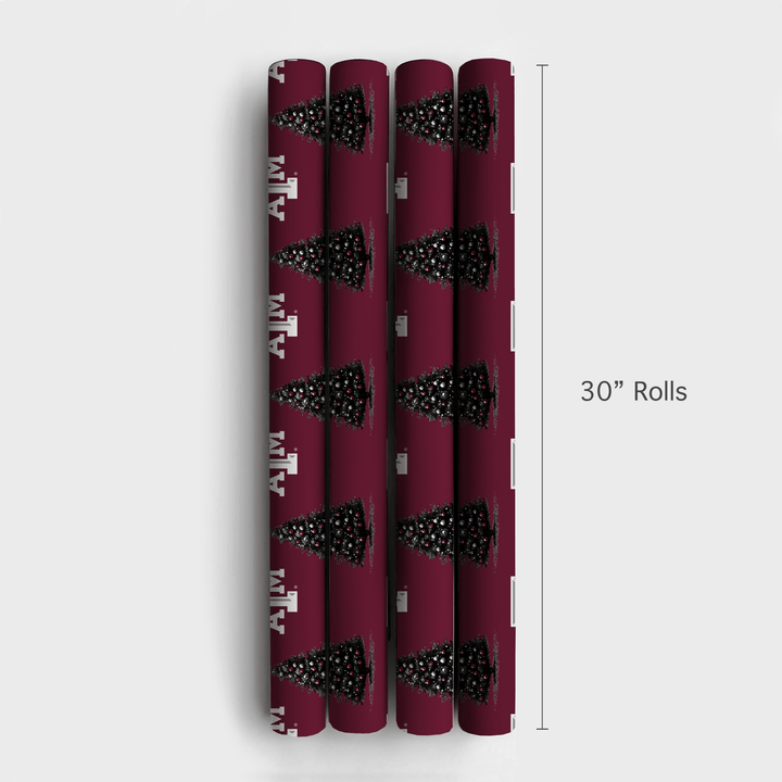 Maroon Tree Magic - Wrapping Paper - Aspen & Arlo