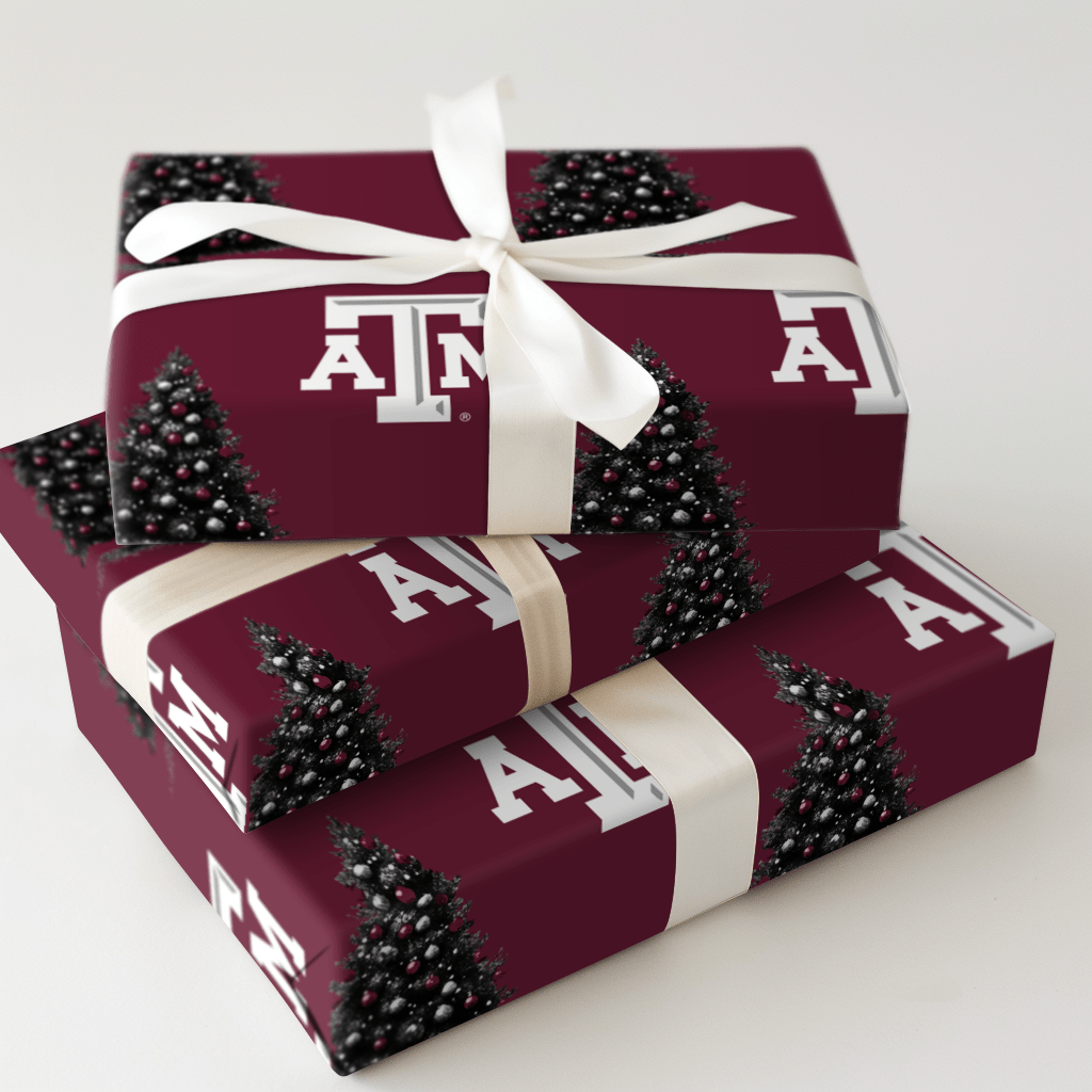 Maroon Tree Magic - Wrapping Paper - Aspen & Arlo