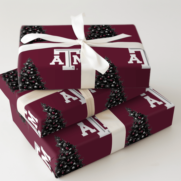 Maroon Tree Magic - Wrapping Paper - Aspen & Arlo